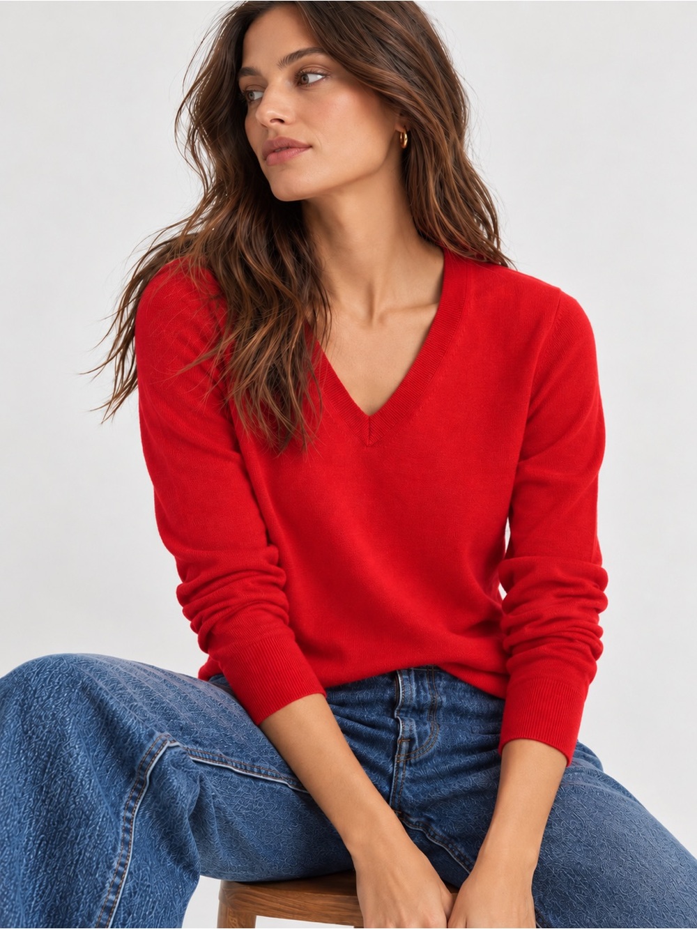 Uniqlo 100% Cashmere V-Neck Sweater Red Size M